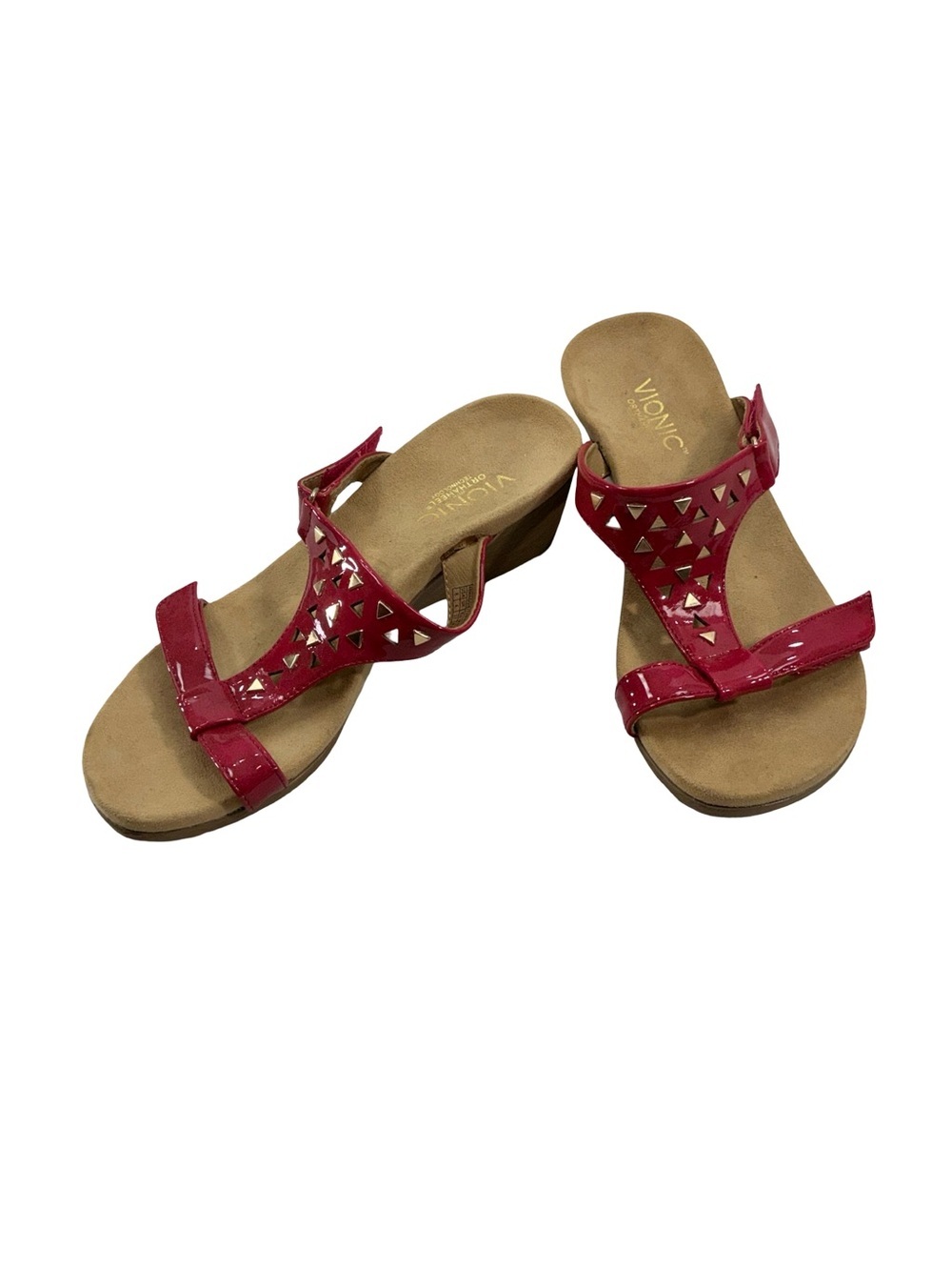 Vionic Maggie Orthaheel Red Patent Wedge Arch Support Size 6 Wide